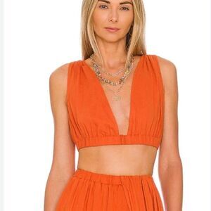 House of Harlow Orange Rust Corfu Cropped Tank Top Shirt